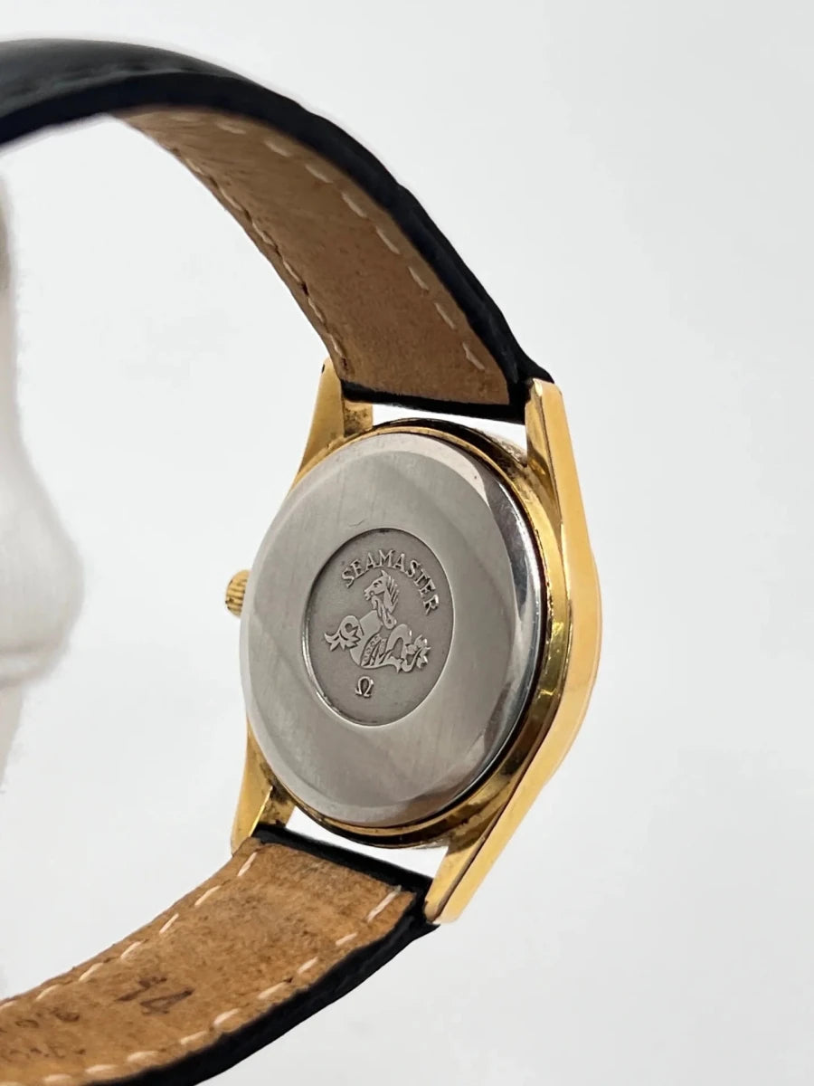 Montre OMEGA "Seamaster" plaqué or, acier et cuir - Castafiore