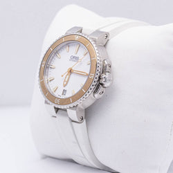 Montre ORIS AQUIS DATE Caoutchouc blanc - Castafiore