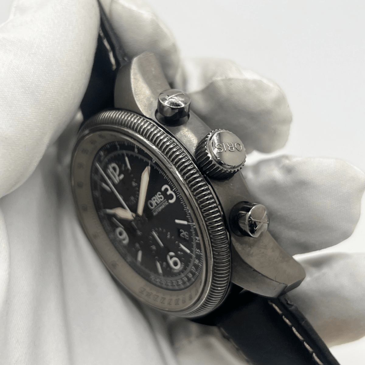 Montre ORIS "Big Crown X1 Calculator" en acier et cuir - Castafiore