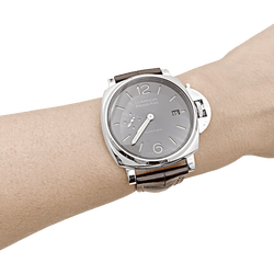 Montre PANERAI "Luminor Due" en acier et cuir - Castafiore