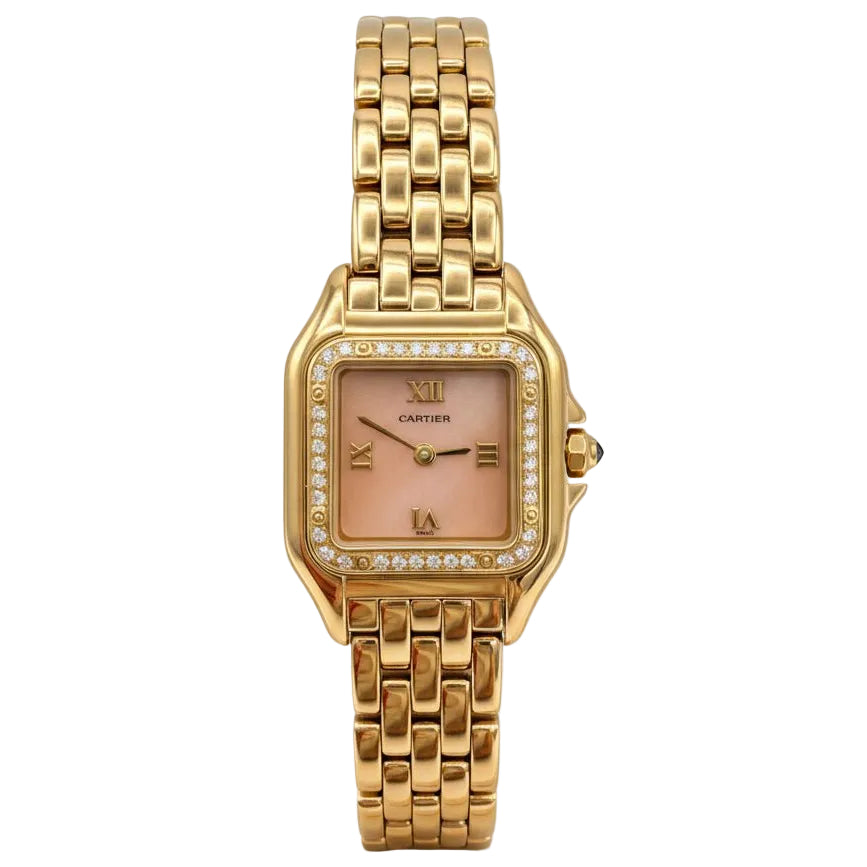 Montre Panthère CARTIER en or jaune, calcédoine et diamants - Castafiore