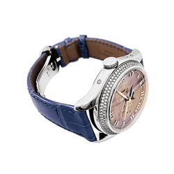 Montre PATEK PHILIPPE "Annual Calendar" en or blanc, cuir et diamants - Castafiore