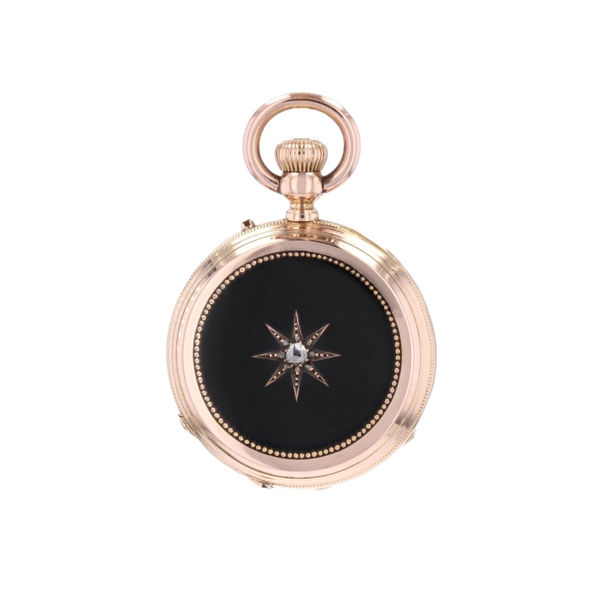 Montre PENDENTIF Émail étoile en or rose et diamants - Castafiore