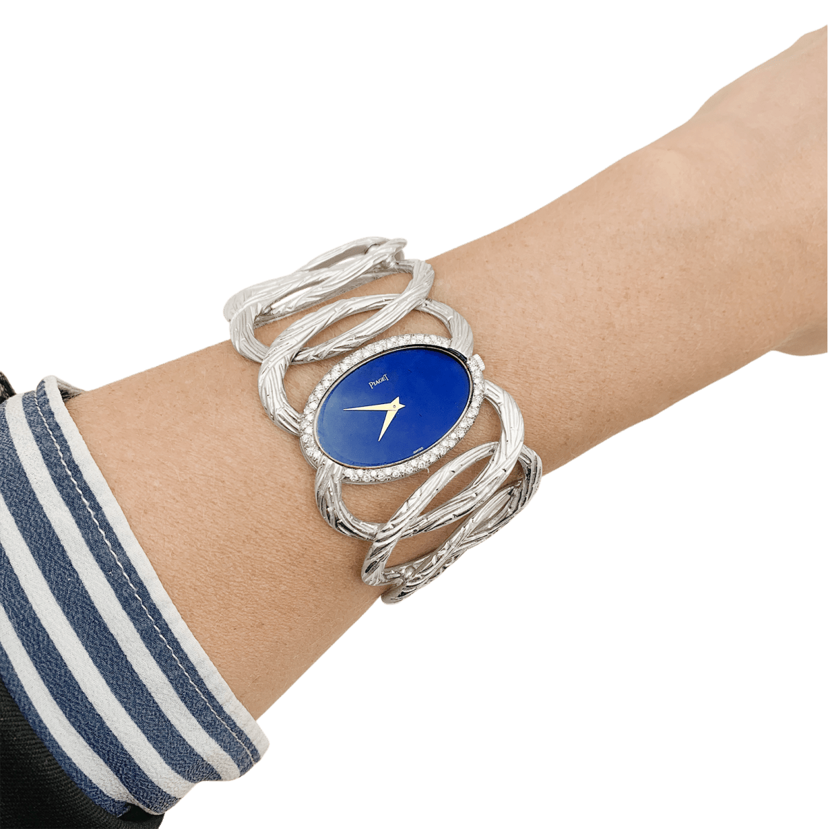 Montre PIAGET, "Limelight Magic Hour", or blanc, diamants, lapis lazuli. - Castafiore