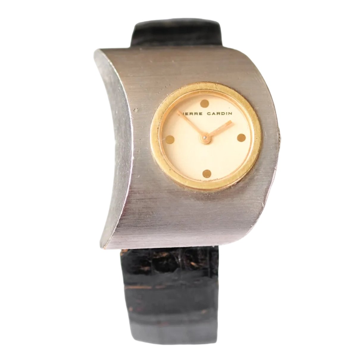 Montre PIERRE CARDIN X JAEGER - LECOULTRE "Espace PC 117" en métal et cuir - Castafiore