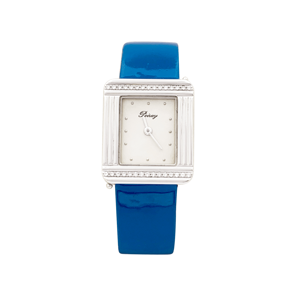 Montre POIRAY, "Ma Première" en acier et diamants sur cuir. - Castafiore
