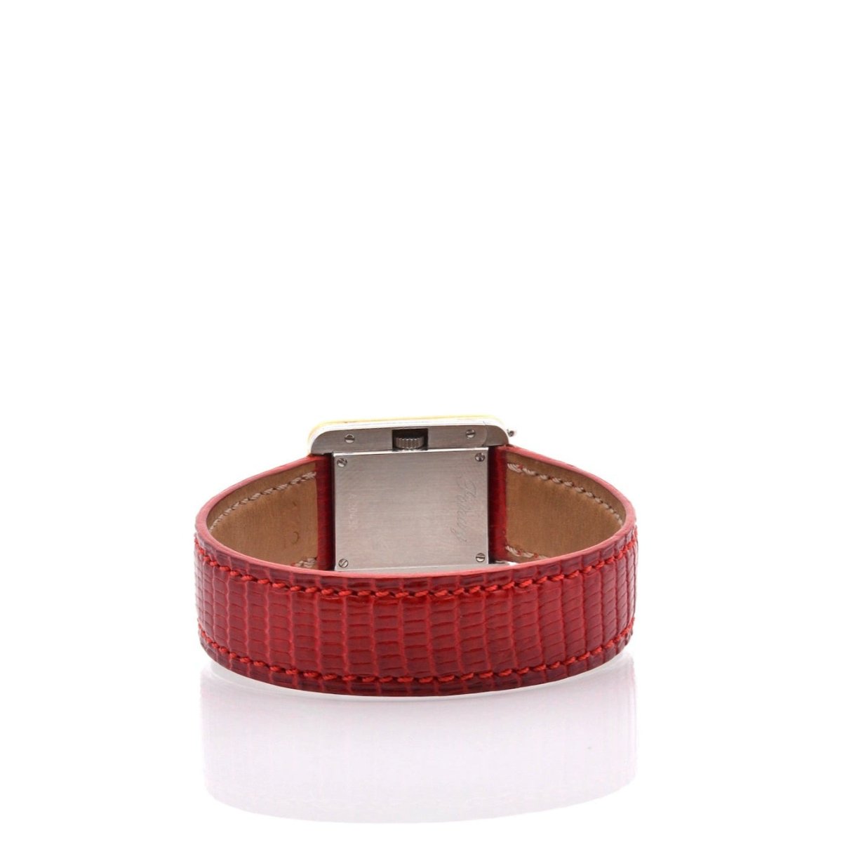 Montre POIRAY "Ma première" en or jaune, acier, cuir, cristal et quartz - Castafiore