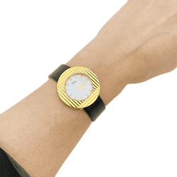 Montre Poiray "Ma Seconde" acier, or, cuir, nacre, diamants. - Castafiore