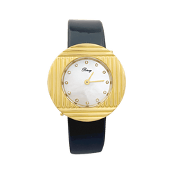 Montre Poiray "Ma Seconde" acier, or, cuir, nacre, diamants. - Castafiore