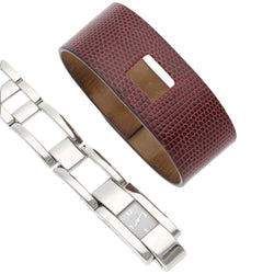 Montre POIRAY "Time 3" en acier, nacre et quartz - Castafiore