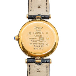 Montre Quartz CARTIER "Must Vendôme" en vermeil, cuir et saphir - Castafiore