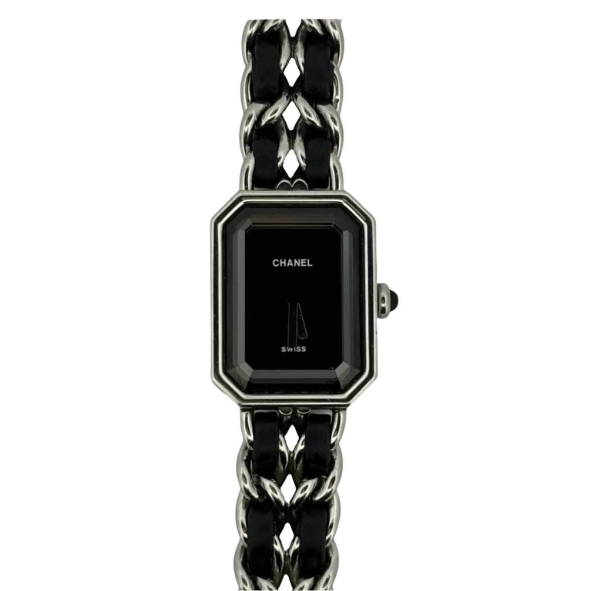 Montre Quartz CHANEL "Première" en acier et cuir noir - Castafiore