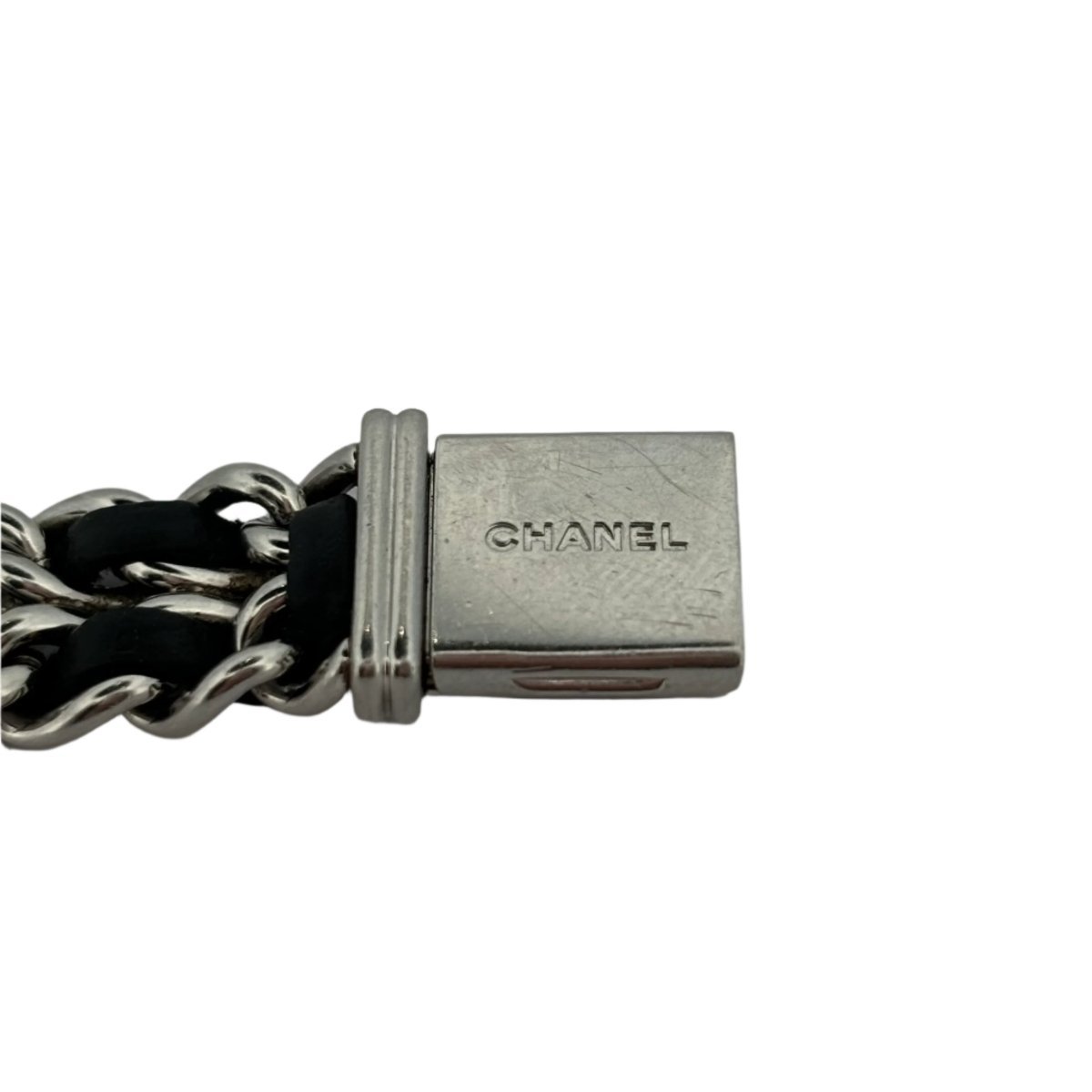CHANEL “Première” Quartz watch in steel and black leather – Castafiore