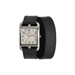 Montre Quartz HERMÈS "Cape Cod" GM en acier et cuir - Castafiore