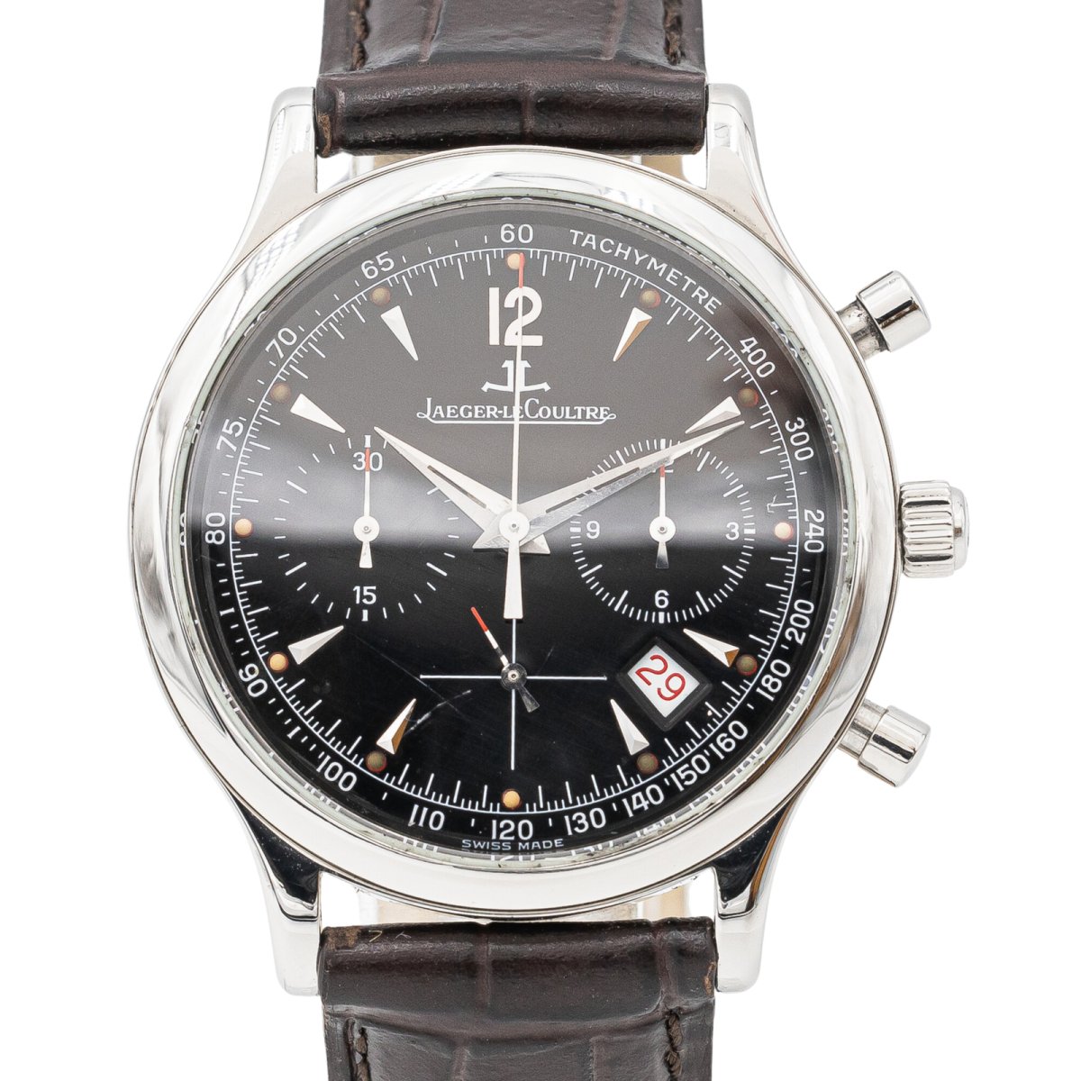 Montre Quartz JAEGER LECOULTRE "Master Control" en acier et cuir - Castafiore