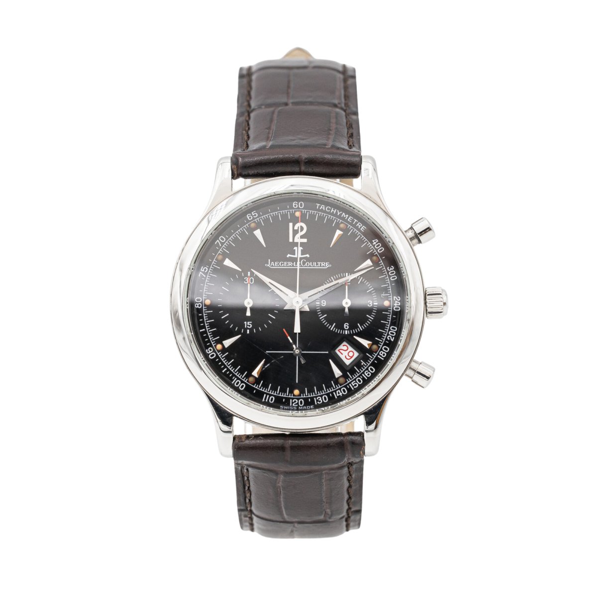 Montre Quartz JAEGER LECOULTRE "Master Control" en acier et cuir - Castafiore