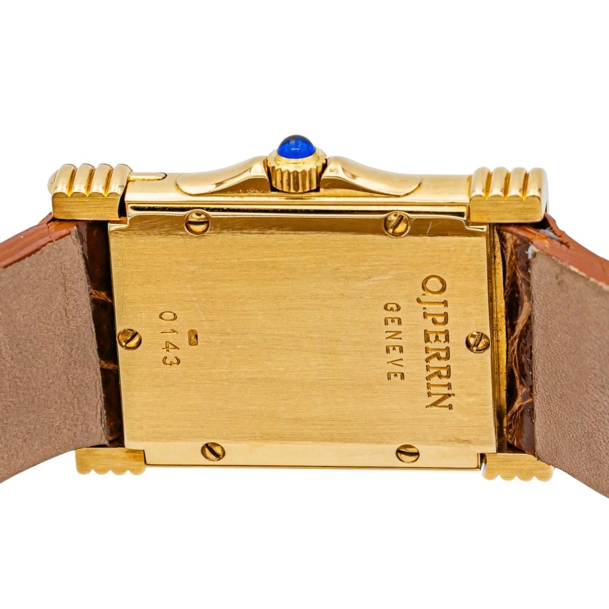 Montre Quartz O.J PERRIN en or jaune et saphir - Castafiore