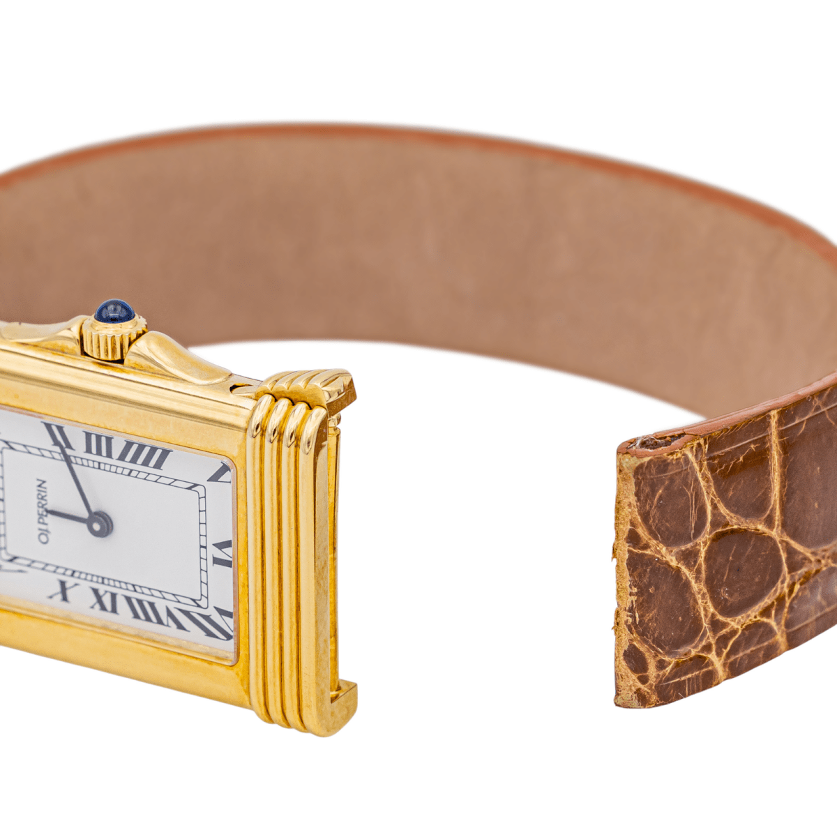 Montre Quartz O.J PERRIN en or jaune et saphir - Castafiore