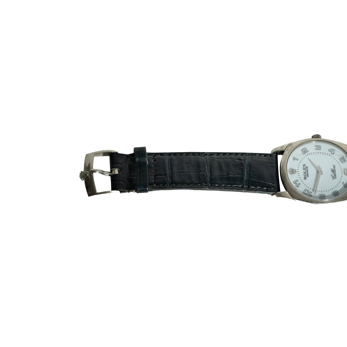 Montre ROLEX "Cellini" en or blanc et bracelet cuir - Castafiore