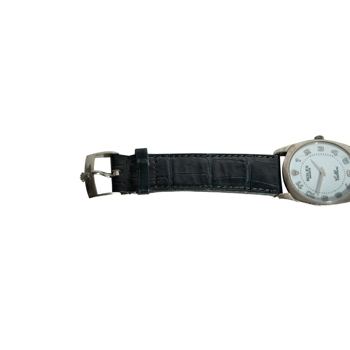 Montre ROLEX "Cellini" en or blanc et bracelet cuir - Castafiore