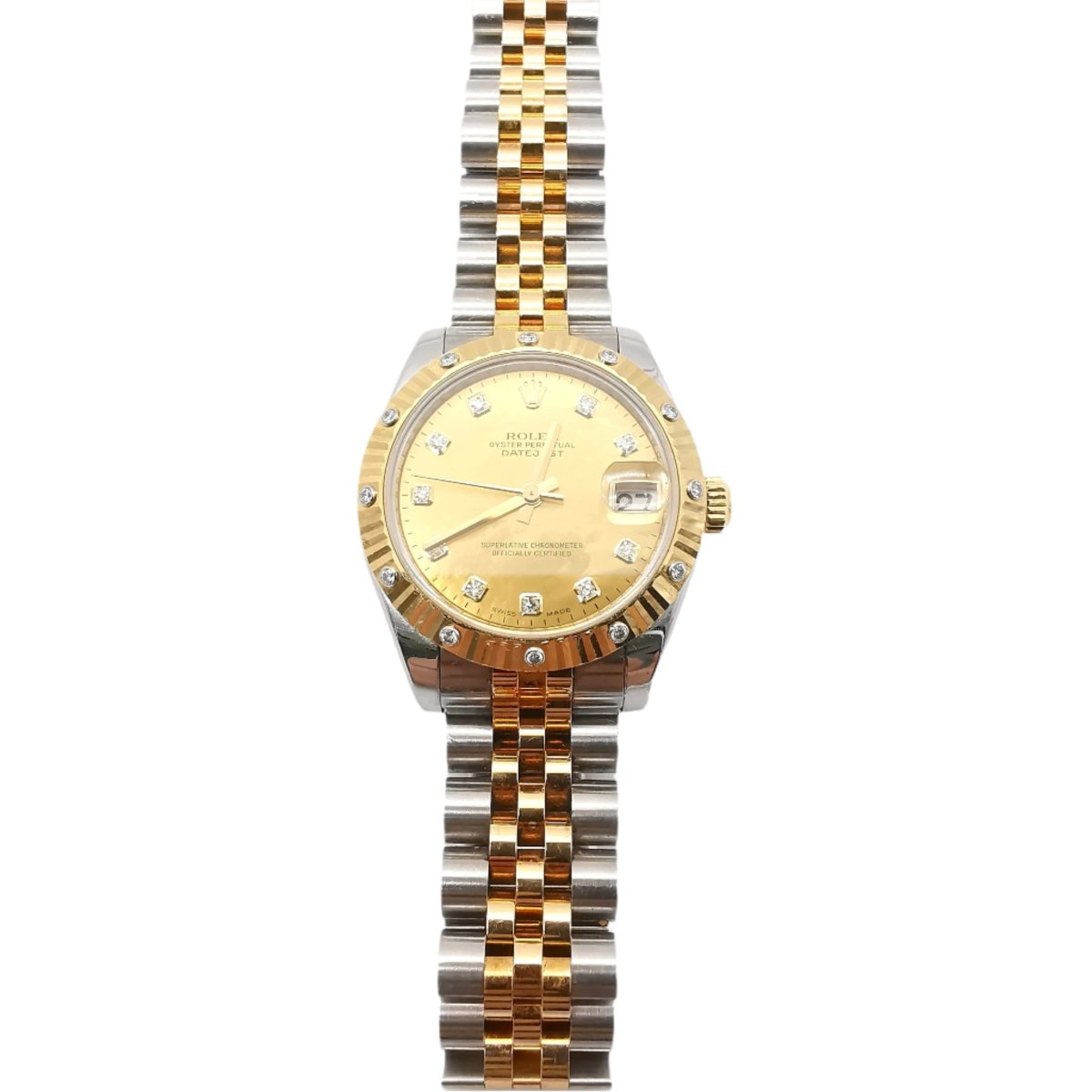 Montre ROLEX "Datejust 31" en or, acier et diamants - Castafiore