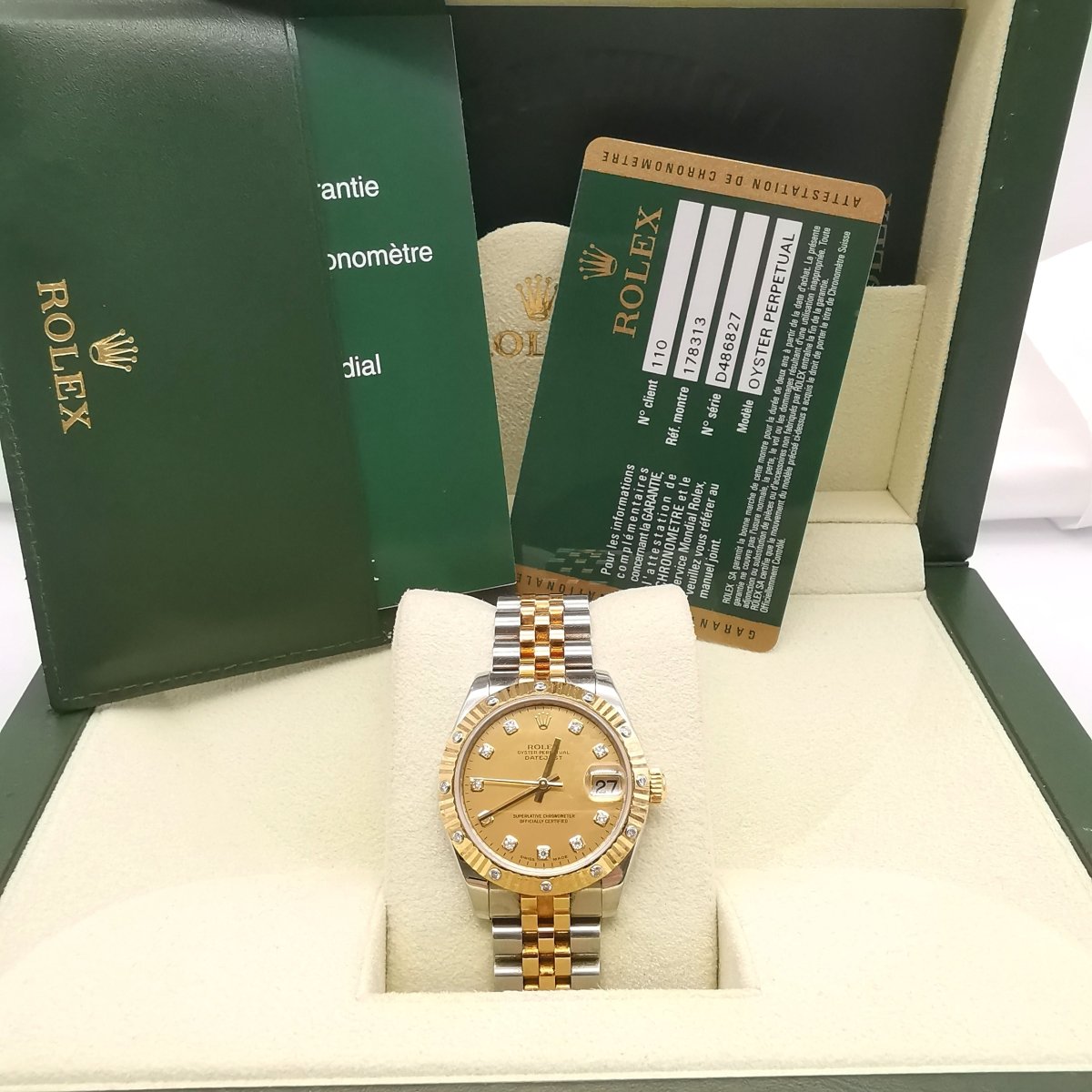 Montre ROLEX "Datejust 31" en or, acier et diamants - Castafiore