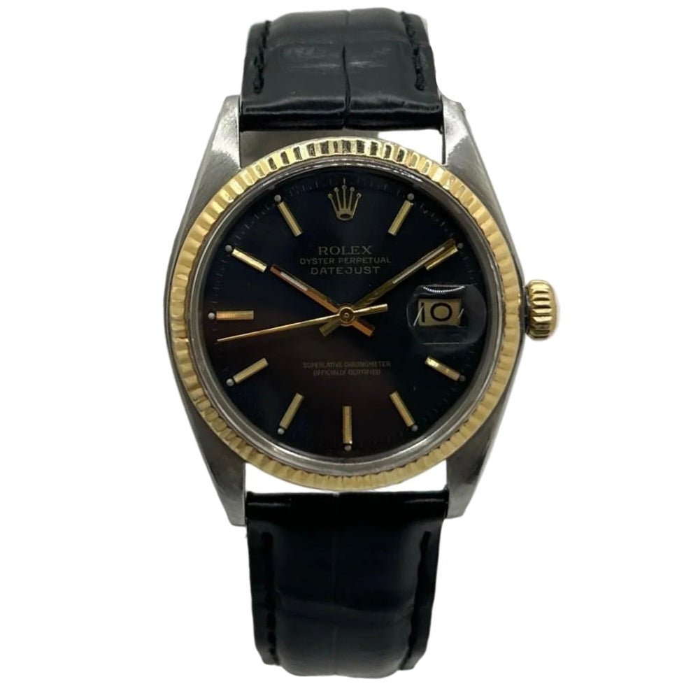 Montre ROLEX "DateJust 36" en acier, or jaune et cuir - Castafiore