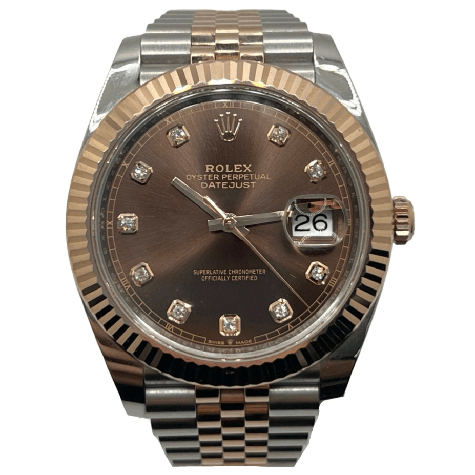 Montre ROLEX "DateJust 41" en or rose, acier et diamants - Castafiore