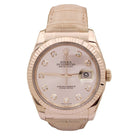 Montre Rolex "Datejust" or rose, diamants, cuir. - Castafiore