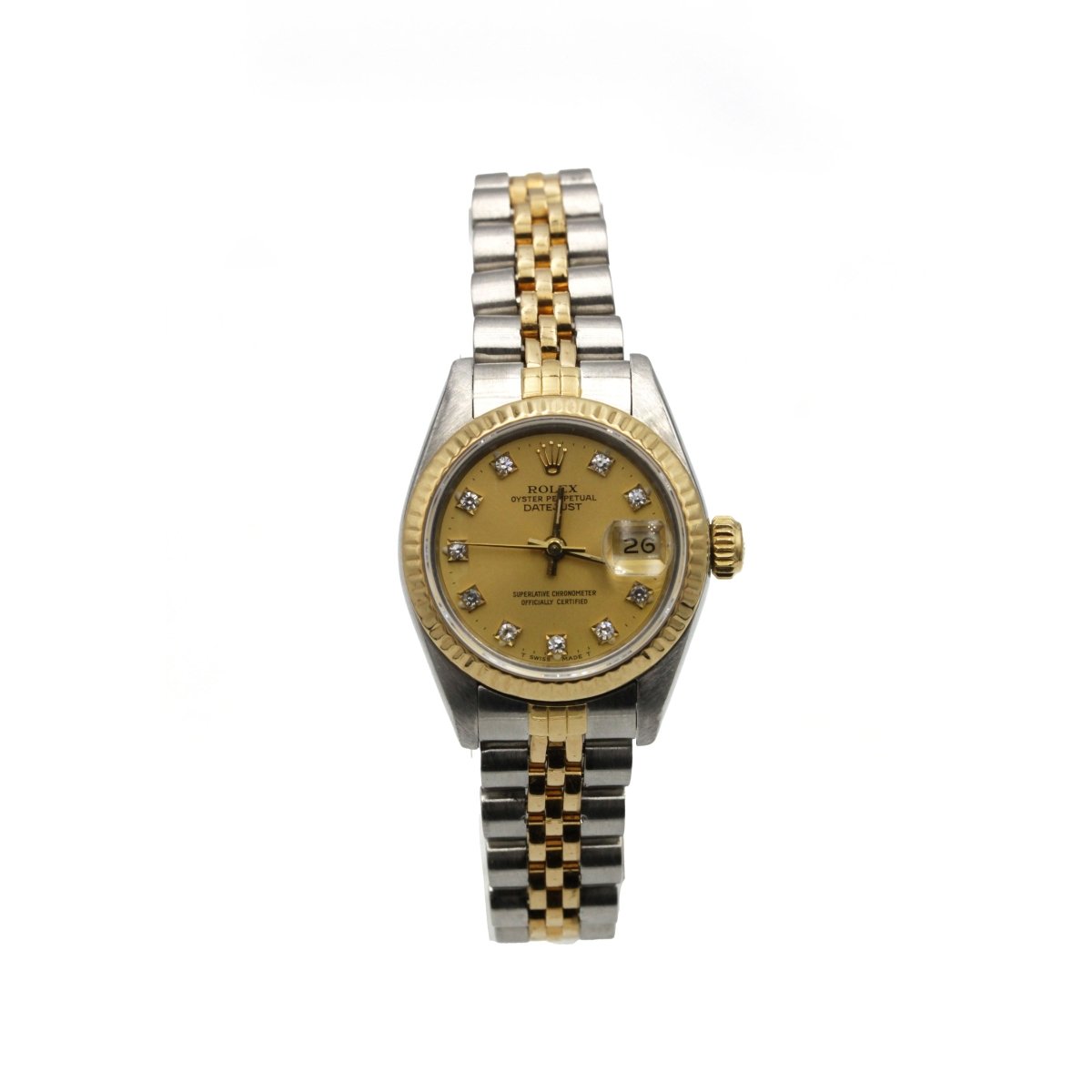 Montre ROLEX "Lady DateJust" en or jaune, acier et diamants - Castafiore