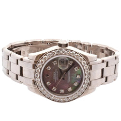 Montre ROLEX "Oyster Pearlmaster" en or blanc, saphir et diamants - Castafiore