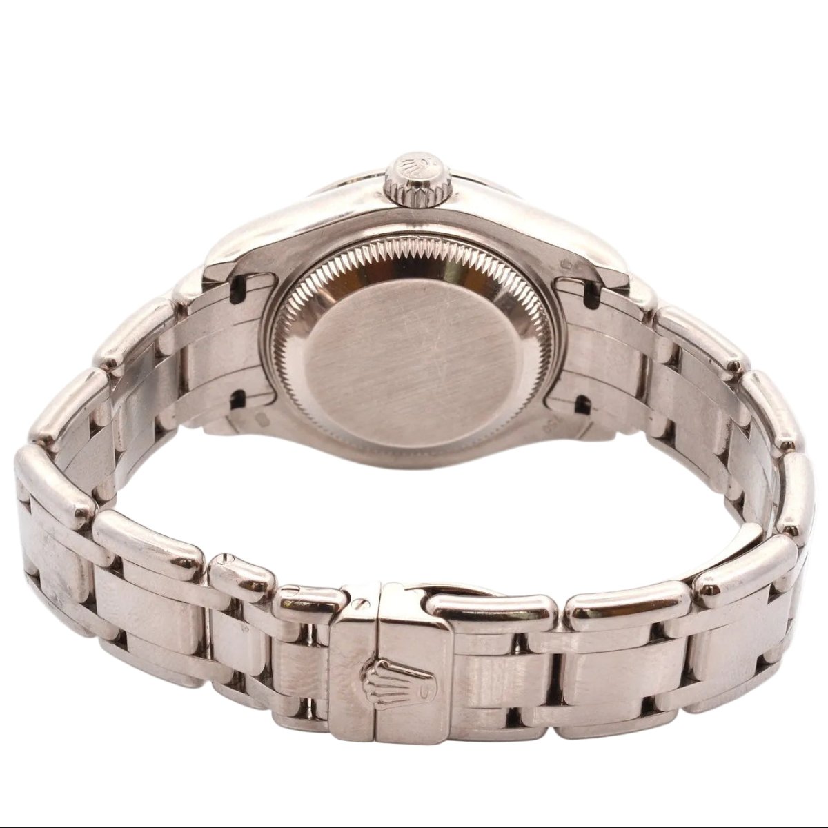 Montre ROLEX "Oyster Pearlmaster" en or blanc, saphir et diamants - Castafiore