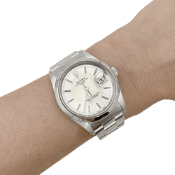 Montre ROLEX "Oyster Perpetual Date" en acier et argent - Castafiore