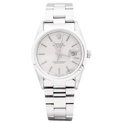 Montre ROLEX "Oyster Perpetual Date" en acier et argent - Castafiore