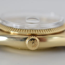 Montre ROLEX "Oyster Perpetual Date Ovettone" en or jaune et cuir - Castafiore