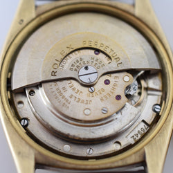 Montre ROLEX "Oyster Perpetual Date Ovettone" en or jaune et cuir - Castafiore
