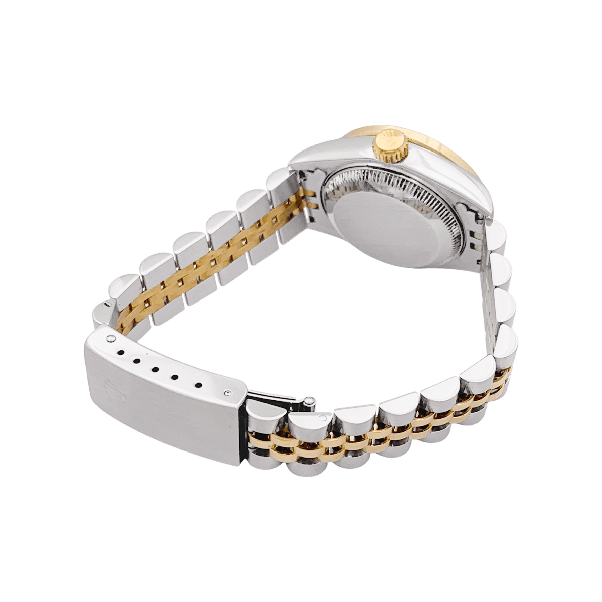 Montre ROLEX "Oyster Perpetual DateJust" en or jaune, acier, saphirs et diamants - Castafiore