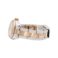 Montre Rolex, "Oyster Perpetual Datejust", or rose, acier, diamants. - Castafiore