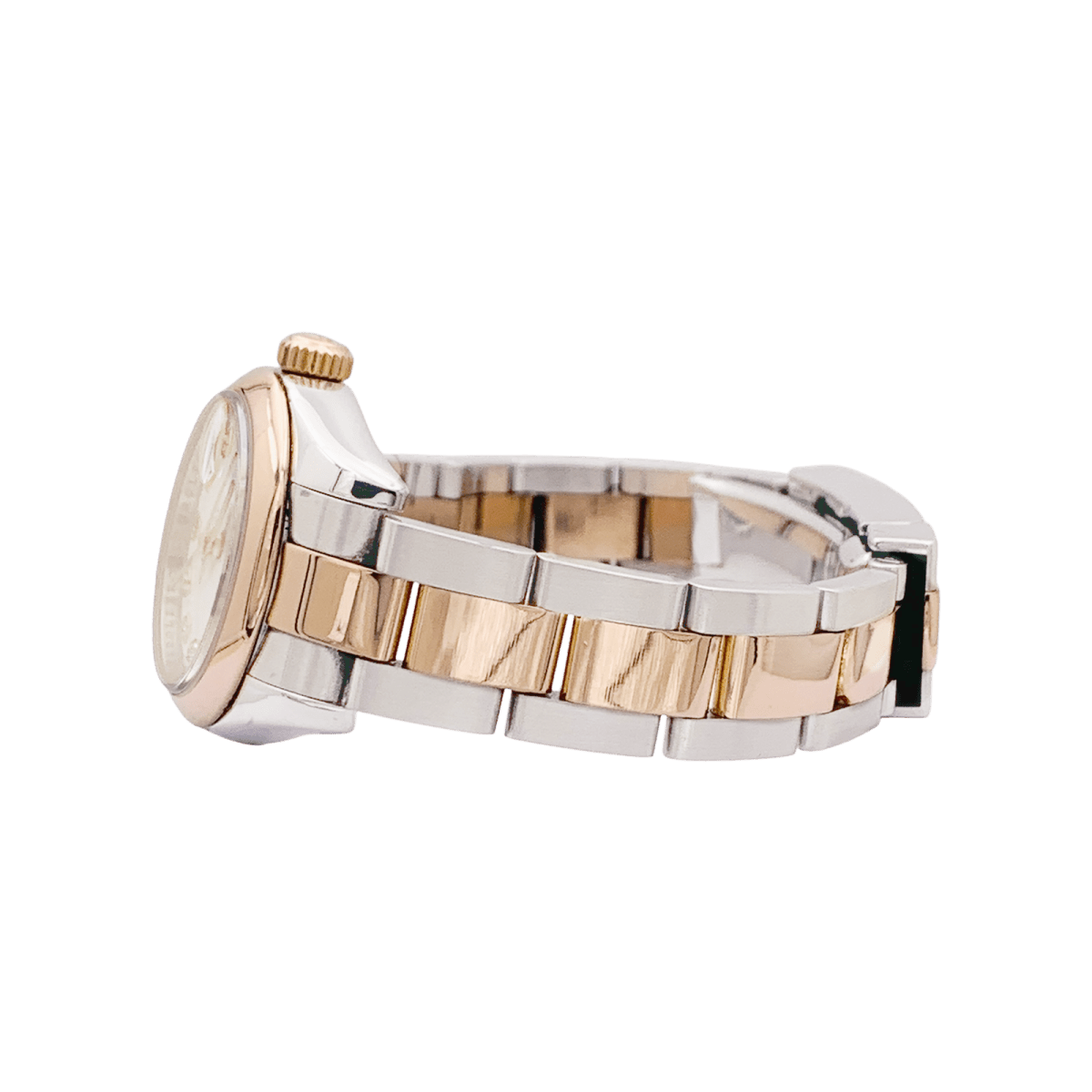 Montre Rolex, "Oyster Perpetual Datejust", or rose, acier, diamants. - Castafiore