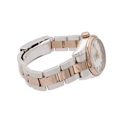 Montre Rolex, "Oyster Perpetual Datejust", or rose, acier, diamants. - Castafiore