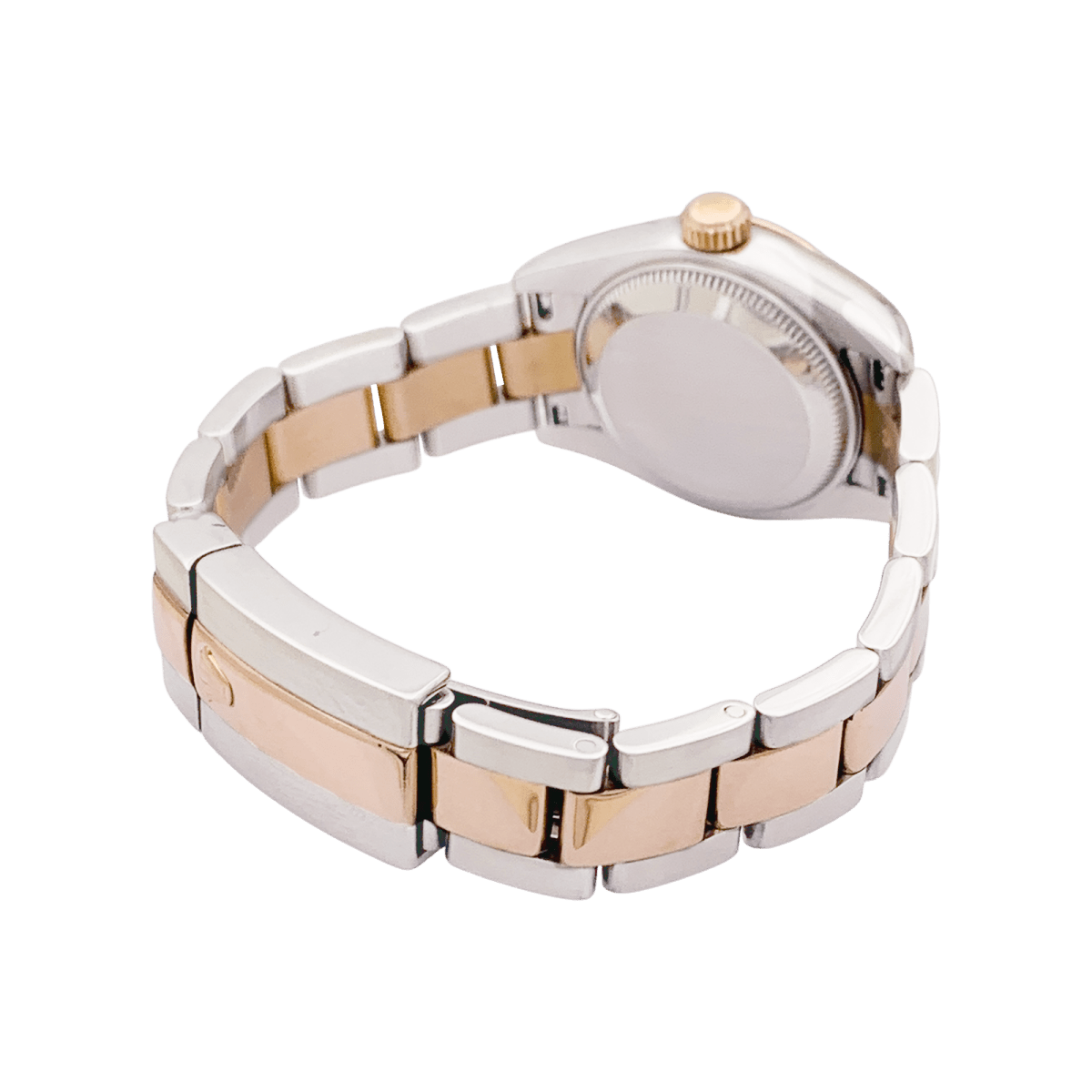 Montre Rolex, "Oyster Perpetual Datejust", or rose, acier, diamants. - Castafiore