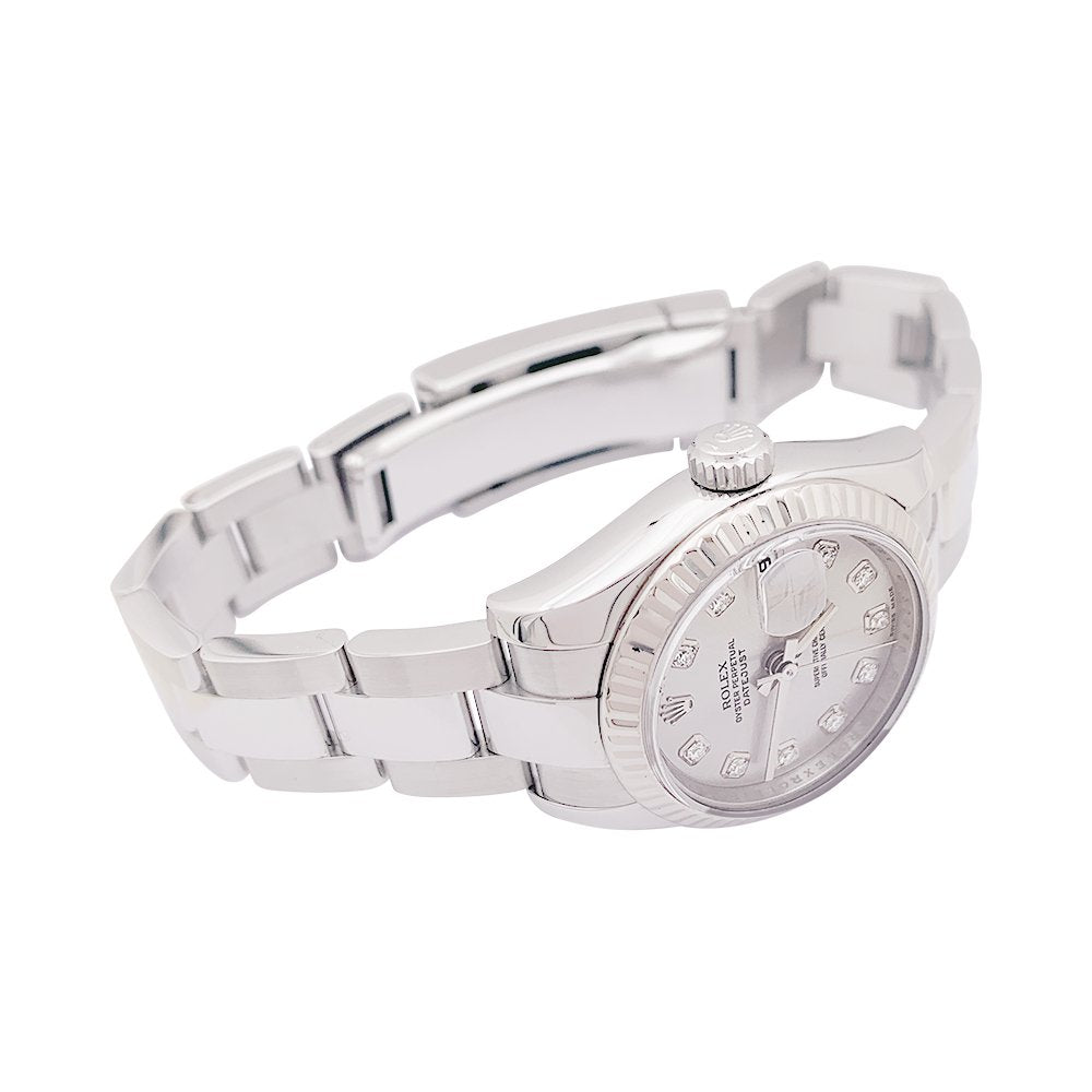 Montre ROLEX "Oyster Perpetual - Lady Datejust" en acier et diamants - Castafiore