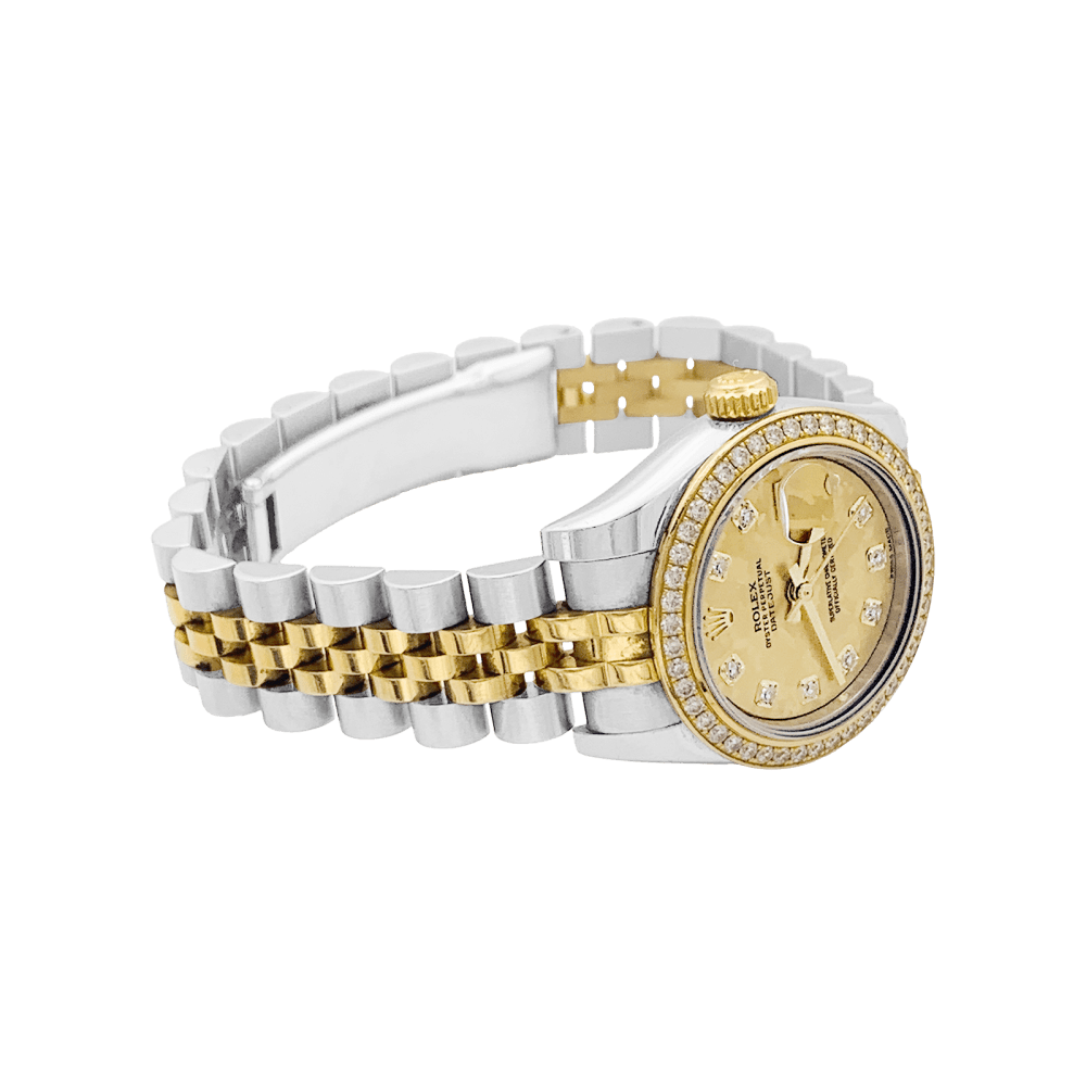 Montre ROLEX "Oyster Perpetual Lady - Datejust" en or jaune, acier et diamants - Castafiore