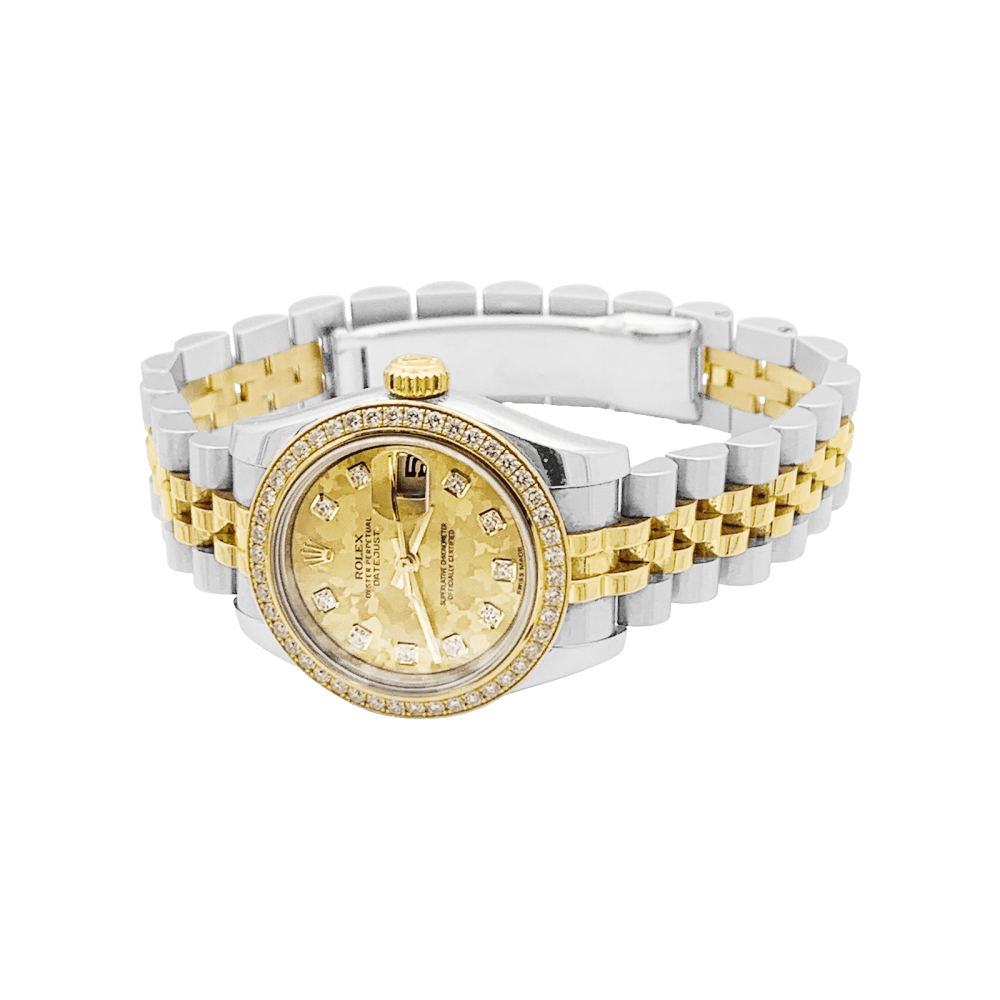 Montre ROLEX "Oyster Perpetual Lady - Datejust" en or jaune, acier et diamants - Castafiore