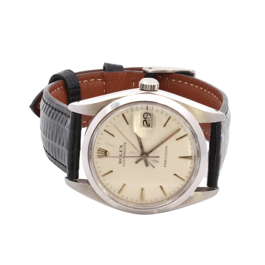 Montre ROLEX "OysterDate Precision" en cuir - Castafiore