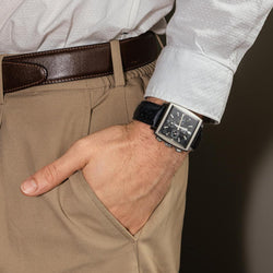Montre TAG HUEUR "Monaco" en acier et cuir - Castafiore