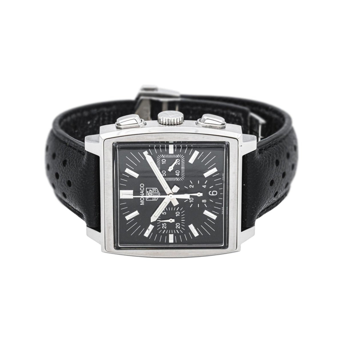 Montre TAG HUEUR "Monaco" en acier et cuir - Castafiore