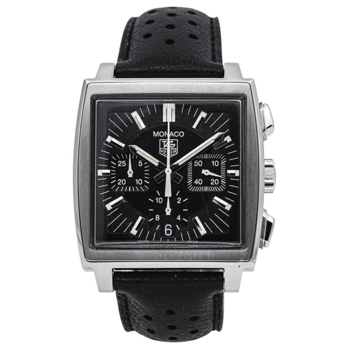 Montre TAG HUEUR "Monaco" en acier et cuir - Castafiore