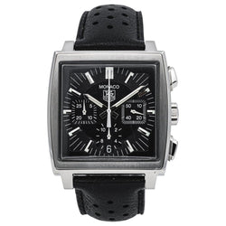 Montre TAG HUEUR "Monaco" en acier et cuir - Castafiore