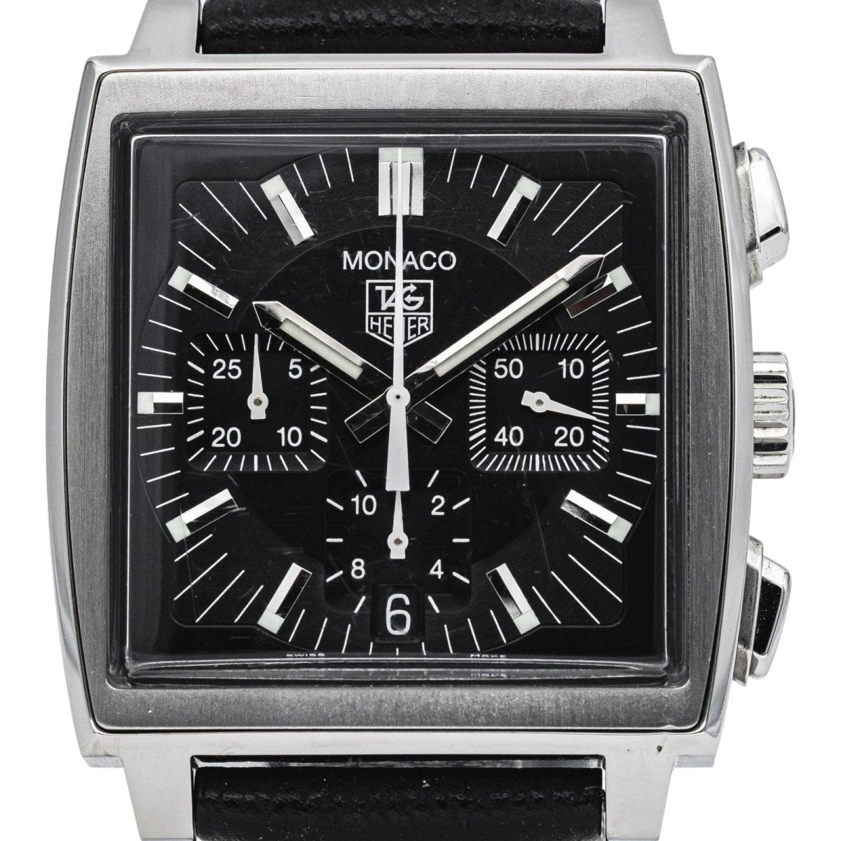 Montre TAG HUEUR "Monaco" en acier et cuir - Castafiore